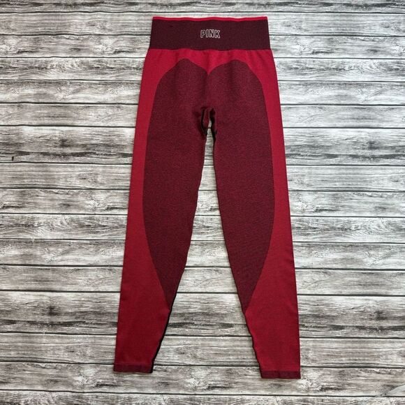 Victoria's Secret VS PINK Womens Seamless Workout Leggings M Med Medium Red Wine - Picture 2 of 9